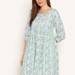 Ruhaans Blue & skylight Floral Georgette Dress image 3