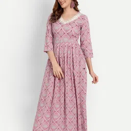 githaan Floral Printed Maxi Fit & Flare Dress image 3