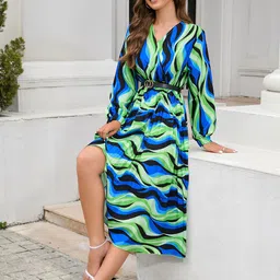 StyleCast Abstract Print Blouson Midi Dress image 3