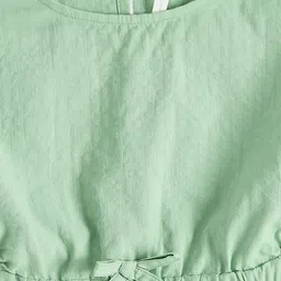 Pantaloons Junior Girls Green Striped Waisted Cotton Dress image 4