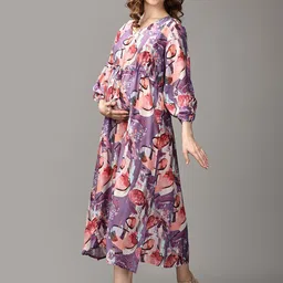 The Mom Store Abstract Printed Tie Ups A Line Dress image 5