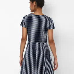 Allen Solly Woman Women Navy Blue & White Striped Dress image 4