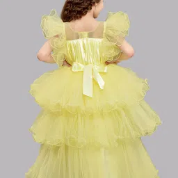 Pink Chick Girls Flutter Sleeves Layered Net Gown Maxi Dress image 3