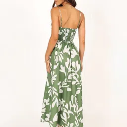 StyleCast Tropical Print Shoulder Straps Silk Maxi Dress image 3