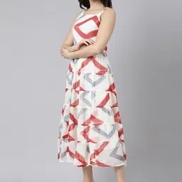 Souchii Abstract Printed Tiered A-Line Dress image 4
