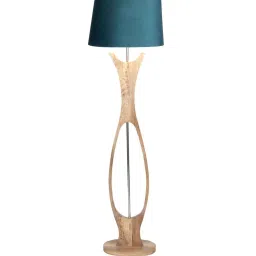sapphire Diseno Grey Fabric Shade Club Floor Lamp With Wood Base image 5