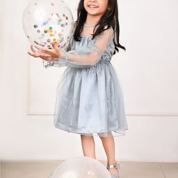 LilPicks Girls Round Neck Net Fit & Flare Dress-picture-16