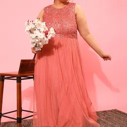 CURVY STREET Embellished Net A-Line Maxi Dress image 5