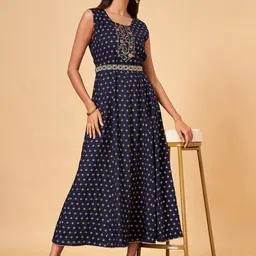 YU by Pantaloons Ethnic Motifs Printed Fit & Flare Maxi Ethnic Dress-picture-17
