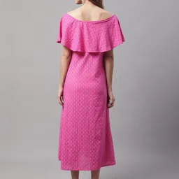 Enchanted Drapes Cotton Floral Off-Shoulder A-Line Midi Dress image 2