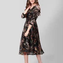 TOOCHKI Floral Print Georgette Fit & Flare Midi Dress image 5