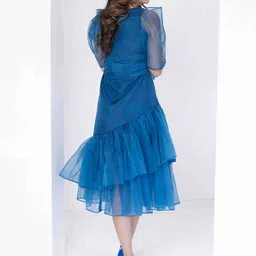 Ragavi Puff Sleeves Fit & Flare Midi Dress image 5