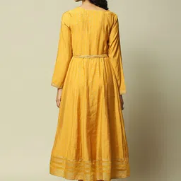 Rangriti Round Neck Long Flared Sleeves Ethnic Motifs A-Line Midi Dress image 5