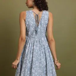 Vishudh Blue Floral Printed Empire Dress image 5