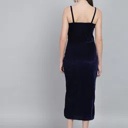 VAARARO Shoulder Strap Velvet Sheath Midi Dress image 5