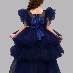 Pink Chick Girls Flutter Sleeve Layered Net Maxi Dress image 5