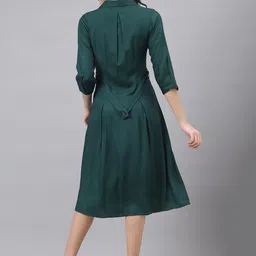 Latin Quarters Cuffed Sleeves Tie Up Shirt Midi Dress image 5