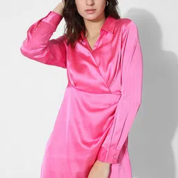 ONLY Long Sleeved Satin Shirt Dress-picture-12