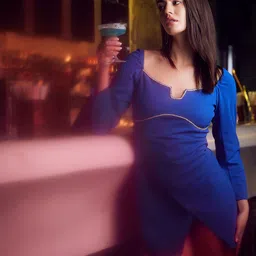 Athena Blue Square Neck Mini Bodycon Dress image 4