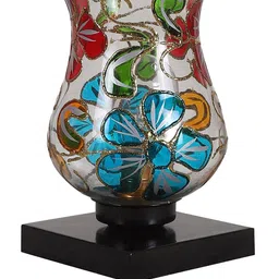 Devansh White & Black Printed Wooden Square Table Lamp With Mosaic Glass image 4