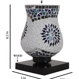 Devansh White & Blue Mosaic Design Glass Shade Table Lamp image 3