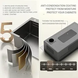 climber 304 Grade 30'' x 18'' x 9'' Inches Kitchen Sink with Anti Scrach Design Under Counter Basin image 4