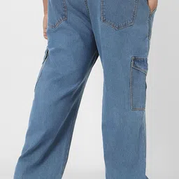 Urbano Plus Men Loose Fit Washed Cargo Non-Stretchable Jeans With 6 Pockets image 3