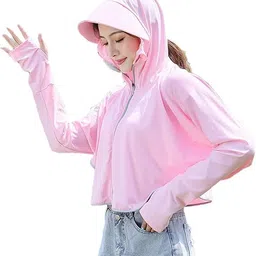 rasikvar Womens Sunscreen Hoodie Jacket - Advanced UV Protection from Sun & Pollution - UPF 50+ Protection Scarf with Long Sleeve & Face Mask - Outdoor Running image 1
