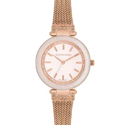 GIORDANO Women White Embellished Dial & Rose Gold Toned Stainless Steel Bracelet Style Straps Analogue Watch-image-49