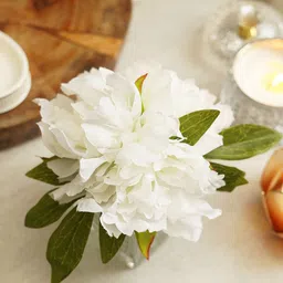 Pure Home and Living White Artificial Peony with Glass Vase image 5