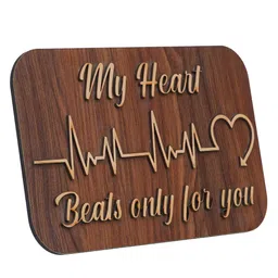 ecraftindia My Heart Beats Only For You Brown Engineered Wood Showpiece With Stand image 5