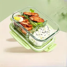 keitsi Microwave Oven Safe 3-Compartment Glass lunch box 1 Containers Lunch Box image 3