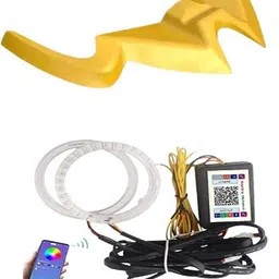 gogna mart RS 200 ring light/Demon/Angel Eyes RGB bluetooth ring light and winglet yellow Bike Fairing Kit-picture-17