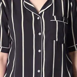 mintmarie Women Shirt & Pyjama set Black Striped image 4