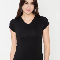 Finesse V Neck Cap Sleeves T shirt-picture-33