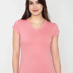 Finesse V Neck Cap Sleeves T shirt-picture-30