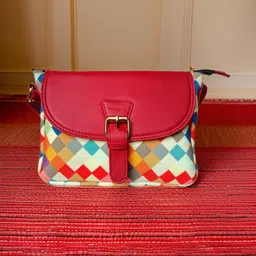 IMARS Printed Structured Sling Bag with Tasselled image 1