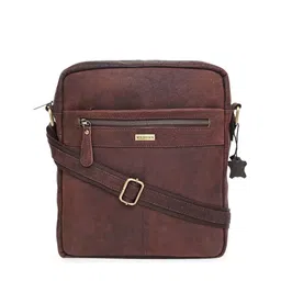 WildHorn Men Brown Leather Structured Textured  Sling Bag with Tasselled-picture-25
