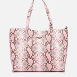 Carlton London Women Pink & Brown Animal Printed Shopper Tote Bag-picture-38