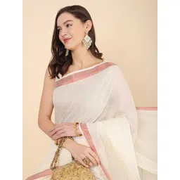 Manvish Drapes Zari Pure Cotton Kasavu Saree image 5