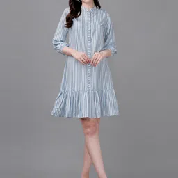 Masakali.Co Striped Georgette A-Line Dress-image-15