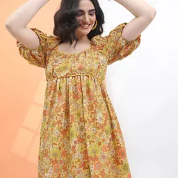 Tokyo Talkies Floral Printed Puff Sleeve Empire Dress-picture-30
