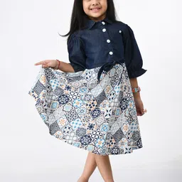 Bella Moda Multicoloured Floral Shirt Cotton Dress-picture-42