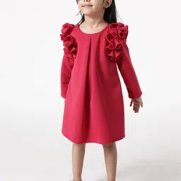 A Little Fable Girls Pink Ruffled A-Line Dress-picture-42