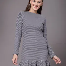 KASSUALLY Women Maroon Striped Sheath Dress-picture-25