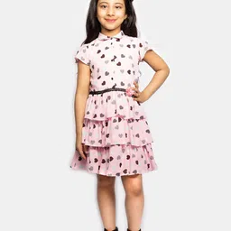 Peppermint Pink & Grey Cotton Peter Pan Collar Dress-picture-1