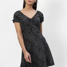 aayu Women Black Crepe A-Line Dress-picture-29