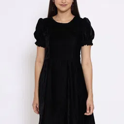 MARC LOUIS Women Black Velvet Dress-image-86