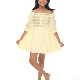 Toonyport Cream-Coloured Embroidered Off-Shoulder Chiffon Dress image 1