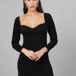 SCORPIUS Women Black Solid Sheath Dress-picture-19